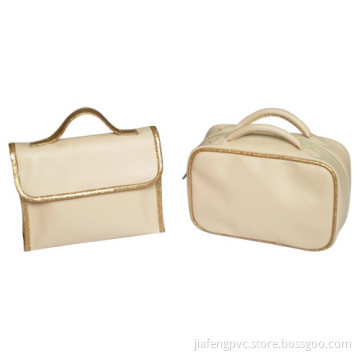 Shiny Soft Gold PU Cosmetic Packaging and Promotion Bag